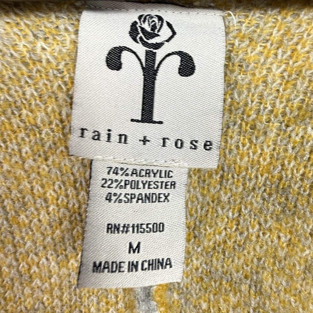 Rain + Rose Aztec Open Front Cardigan Size Medium Long Sleeve Gray Yellow - Picture 4 of 5